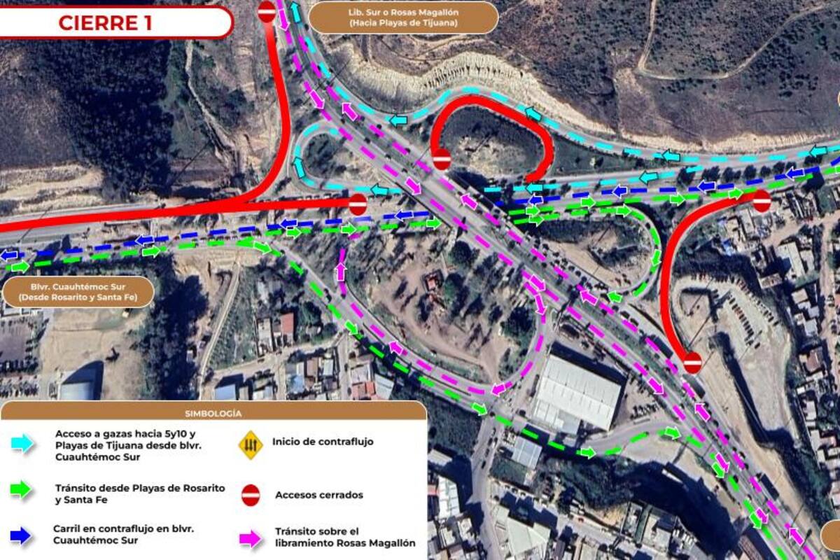 Sidurt anuncia cierres parciales en Nodo Morelos este sábado en Tijuana