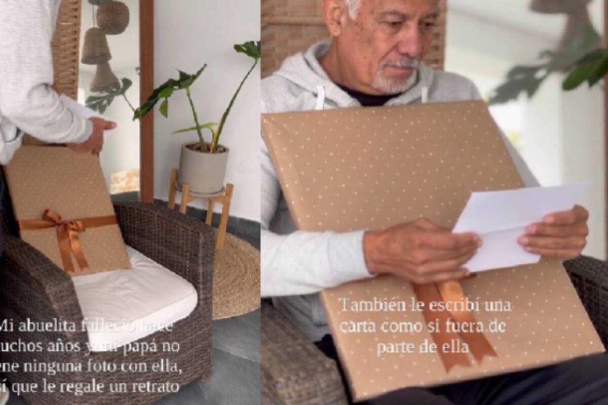 ‘Mi abuelita falleció y mi papá no tenía ninguna foto con ella’: Joven le regala a su padre un retrato y una carta de su abuela