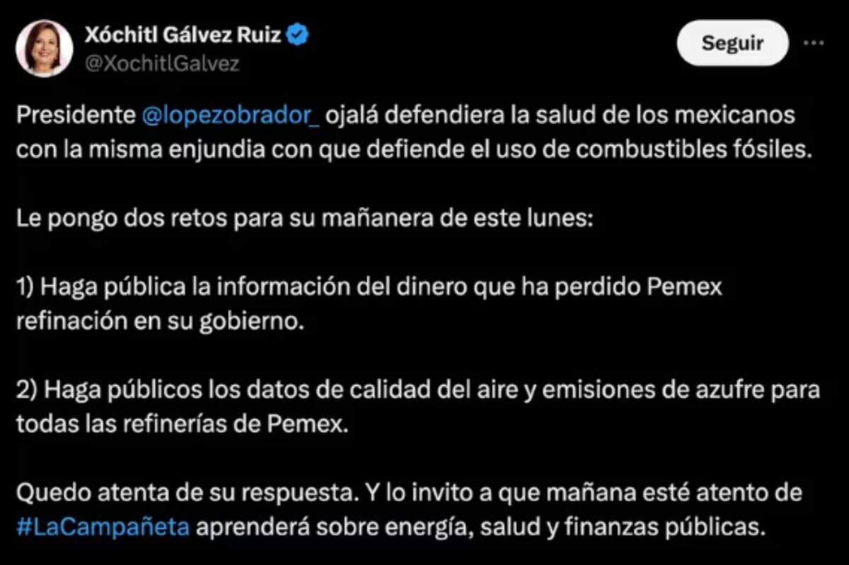 Xóchitl reta al presidente. FOTO: Captura