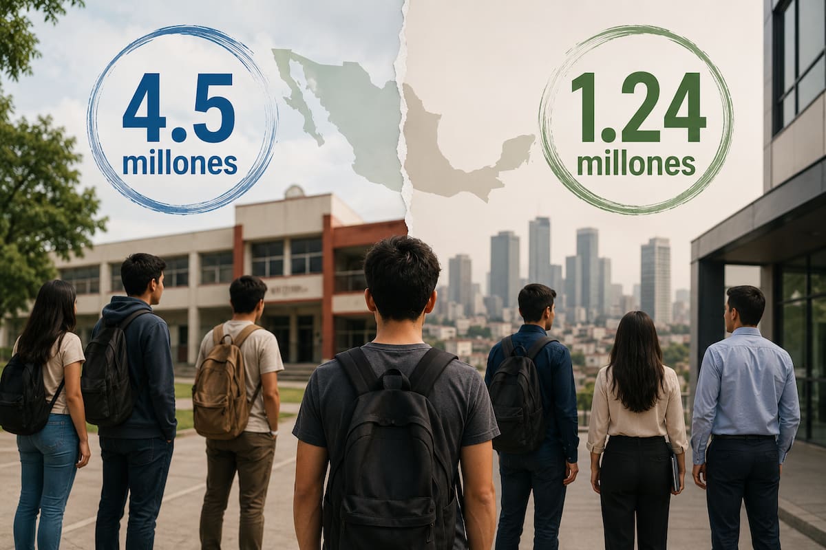 La cifra de jóvenes que buscan trabajo en México cayó 53% desde 2020, mientras 4.5 millones están fuera de la escuela y el empleo