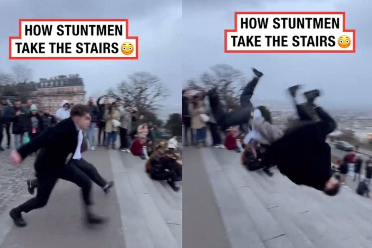 Un video causa impresión al mostrar cómo los dobles de riesgo se lanzan por las escaleras, tal como en las películas