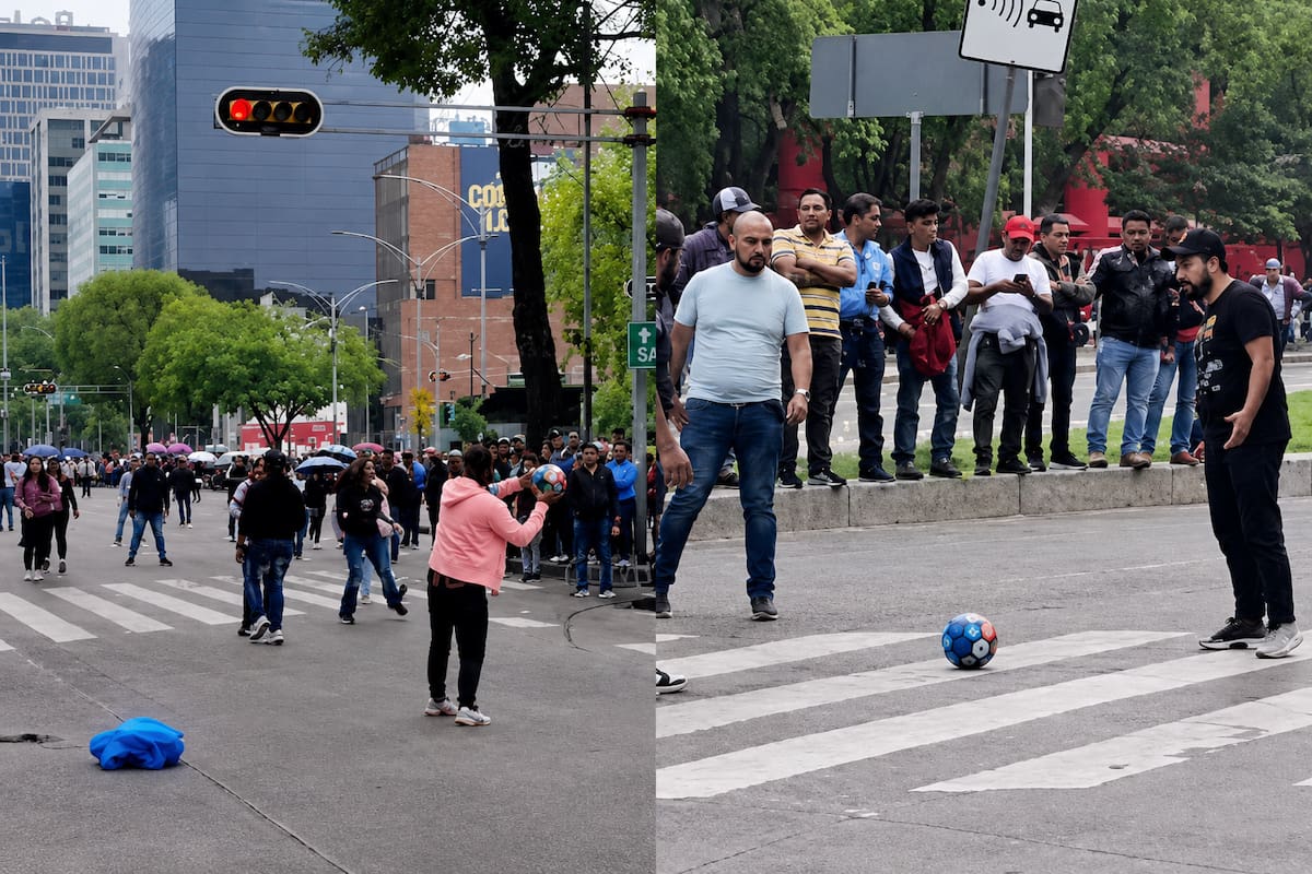 Mientras amenaza con boicotear el Mundial 2026, la CNTE organiza partido de futbol en Paseo de la Reforma