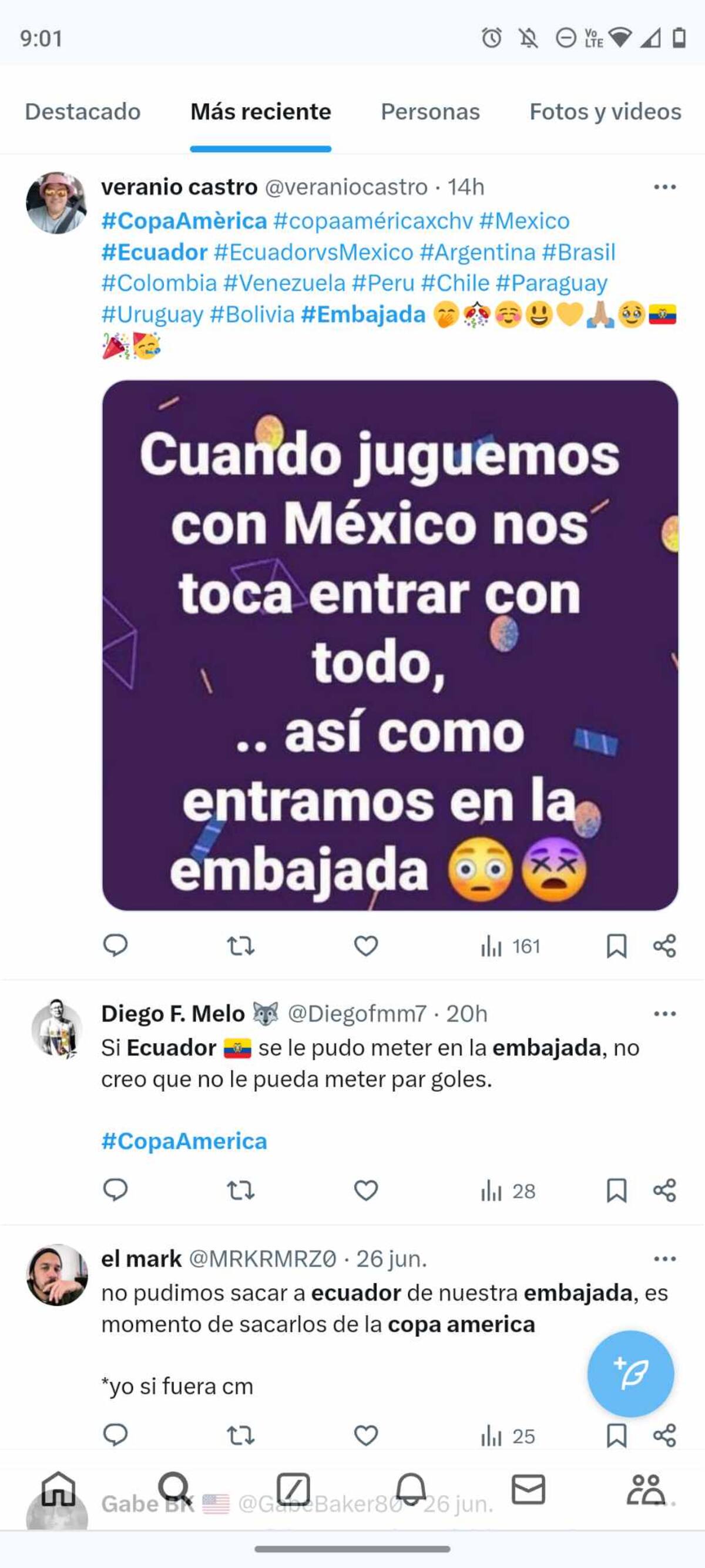 Usuarios de Internet de Ecuador pidieron "cuando juguemos con México nos toca entrar con todo, así como entramos a la embajada".