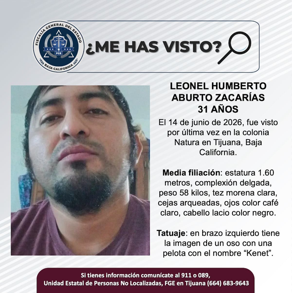 Fue visto por última vez el 14 de junio de 2026.