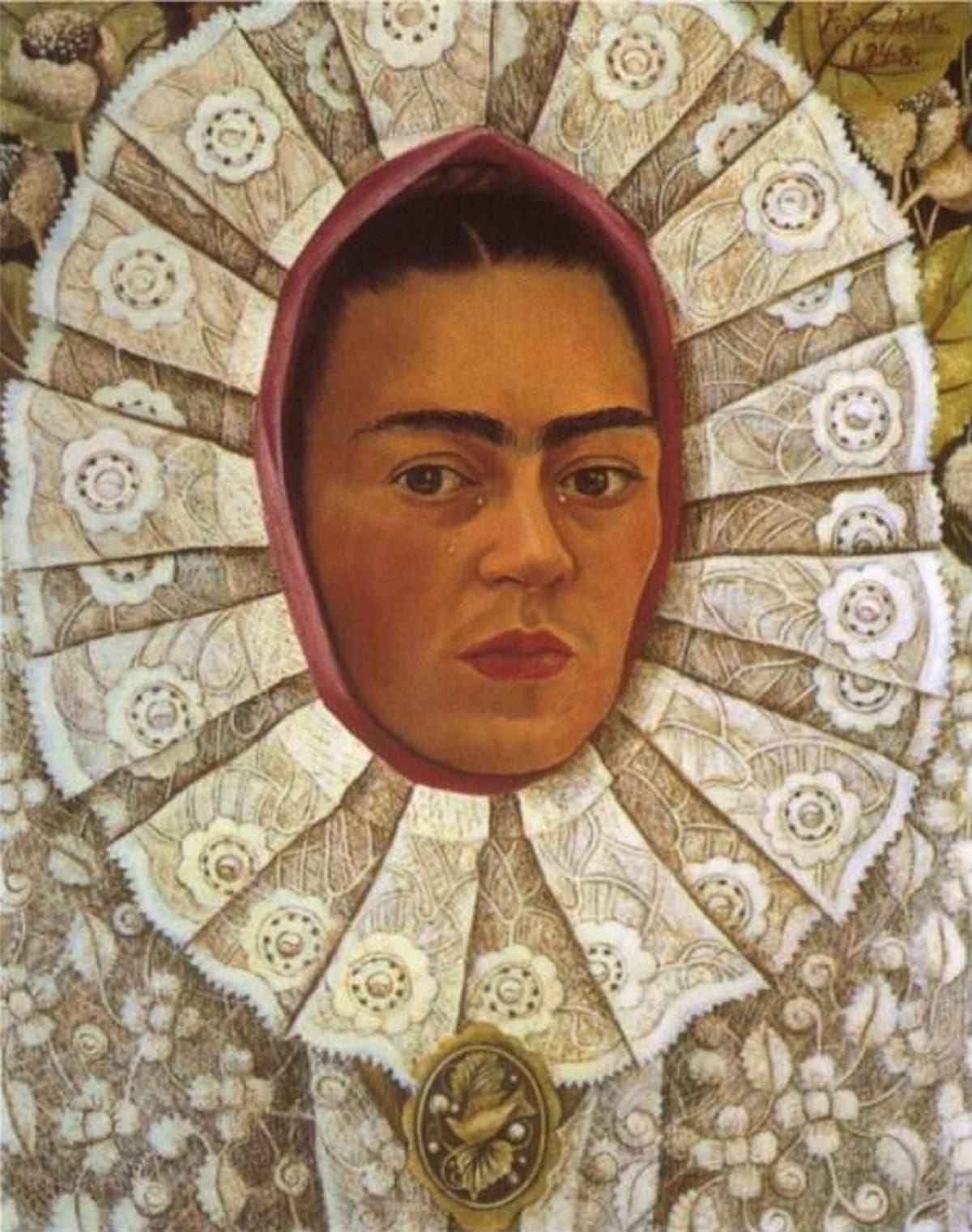 Frida Kahlo - Autorretrato de Medallón (1948) | Cuenta de X: @museofridakahlo