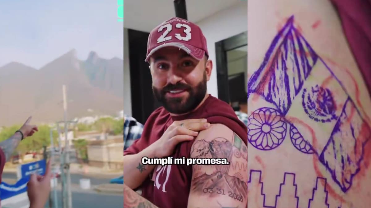 Influencer iraquí se tatuó el Cerro de la Silla tras presenciar en Monterrey el repechaje en el que Irak selló su regreso al Mundial después de 40 años