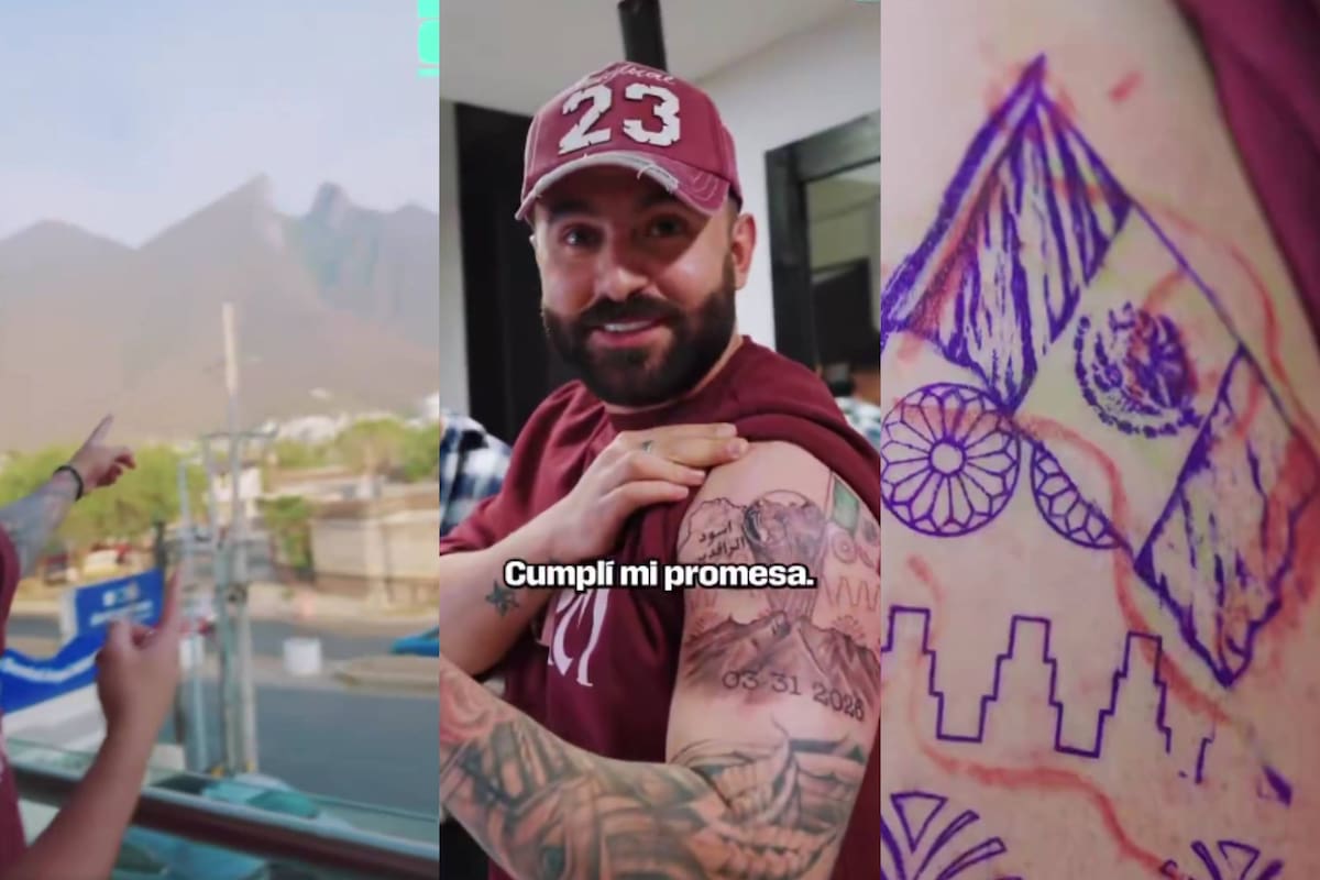 Influencer iraquí se tatuó el Cerro de la Silla tras presenciar en Monterrey el repechaje en el que Irak selló su regreso al Mundial después de 40 años