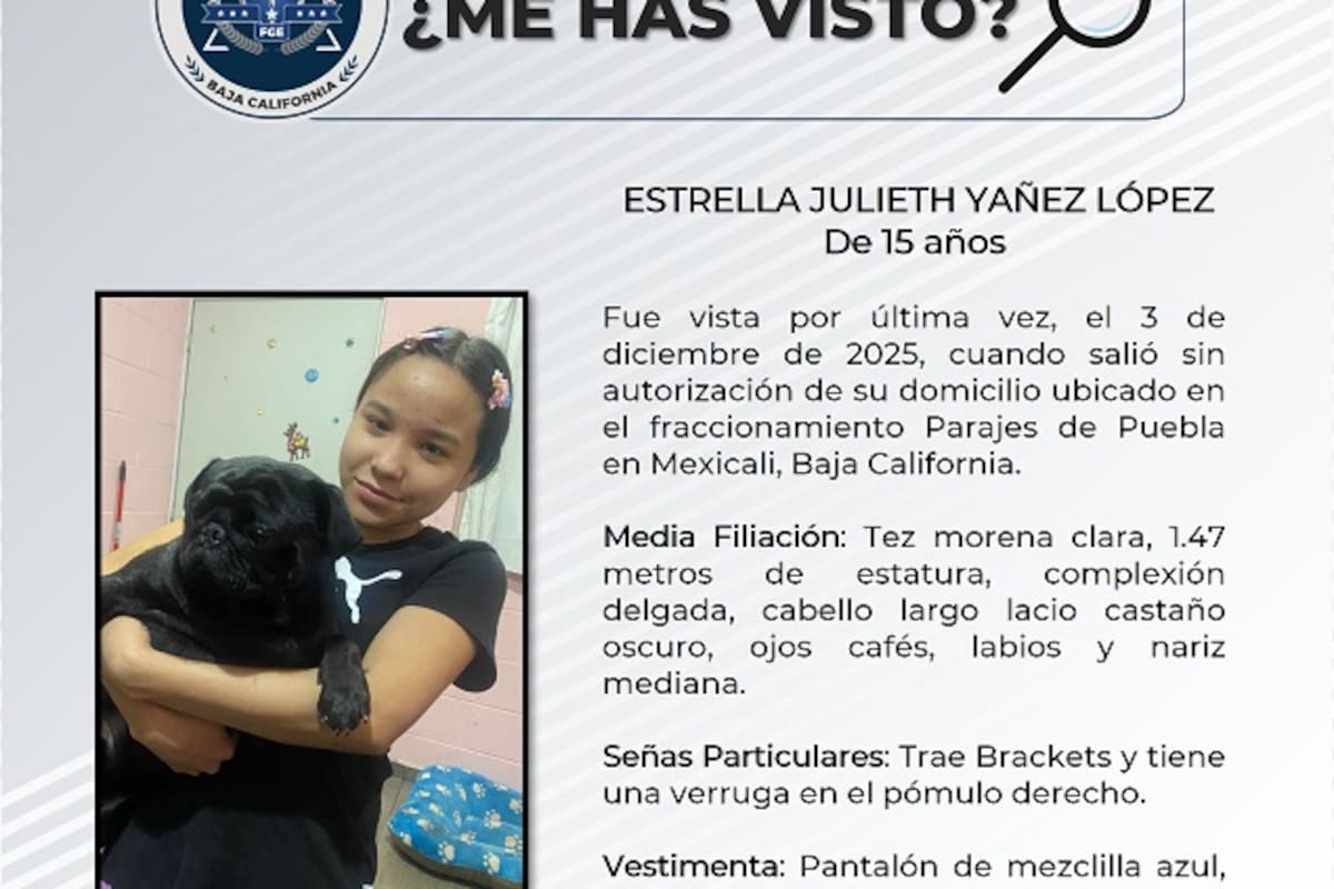 Buscan a Estrella Julieth, adolescente de 15 años desaparecida en Parajes de Puebla