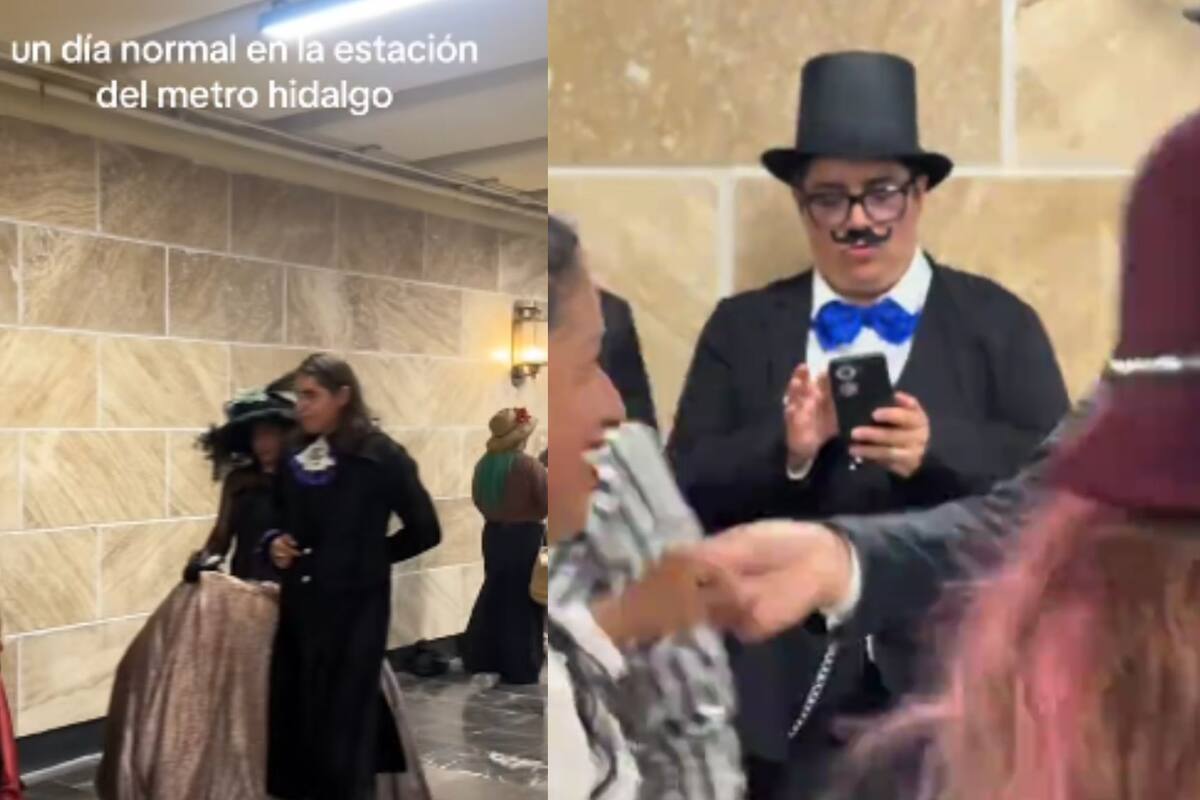 “Qué elegancia la de Francia”: Jóvenes realizan una caminata con trajes del siglo XVI en la estación Hidalgo del Metro para estrenar los candelabros instalados por el Mundial 2026
