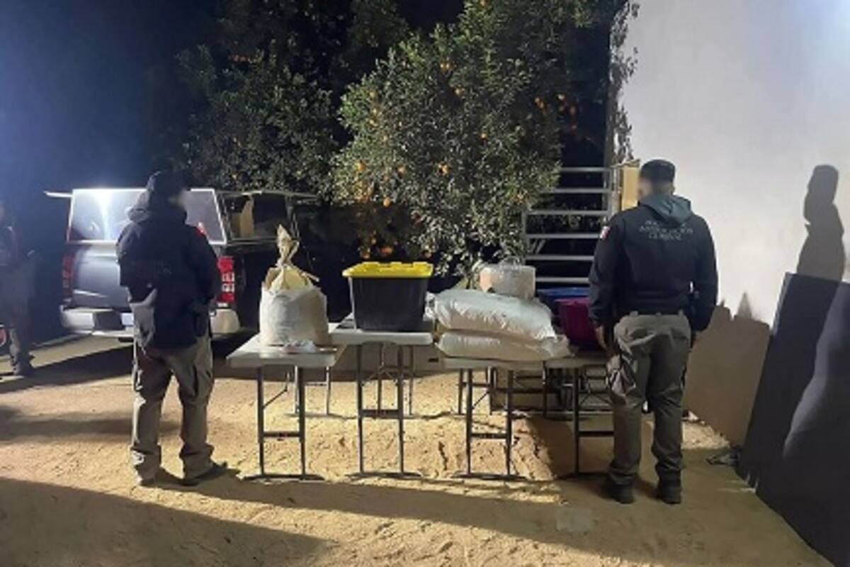 FGR ejecuta cateo en inmueble de Baja California y asegura probable fentanilo, maquinaria y otras sustancias