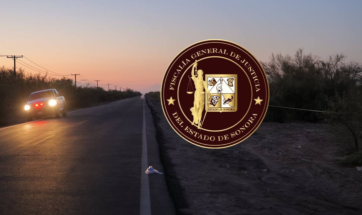 Elementos periciales trabajan en la zona del hallazgo, a la altura del kilómetro 38 de la carretera Hermosillo–Bahía de Kino. FOTO: ESPECIAL/REDACCIÓN GH