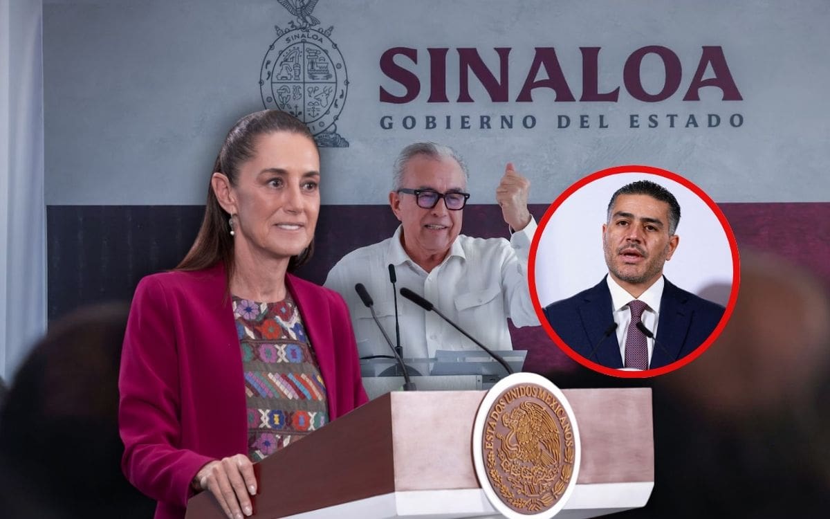 La Presidenta aseguró que el gobernador con licencia solicitó el resguardo tras un análisis de riesgo, mientras que Omar García Harfuch había declarado previamente que la SSPC decidió asignarle escoltas sin que existiera una petición formal. | Crédito: Presidencia/REUTERS/X @rochamoya_