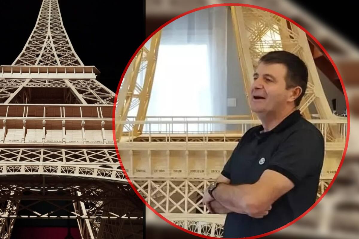 Francés que pasó 8 años construyendo un modelo de 7 metros de la Torre Eiffel con fósforos podría no tener su récord mundial por usar cerillas “inadecuadas”