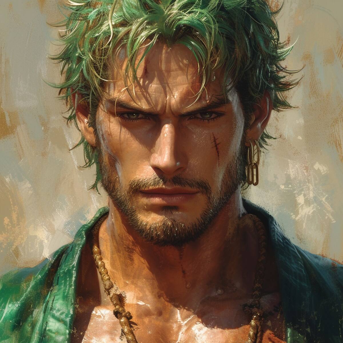Así se vería Zoro de One Piece en la vida real según la IA de Midjourney