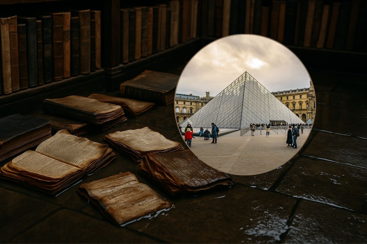 Escándalo en el Louvre: una fuga de agua sucia arruina cientos de libros históricos y afecta valiosos archivos de egiptología