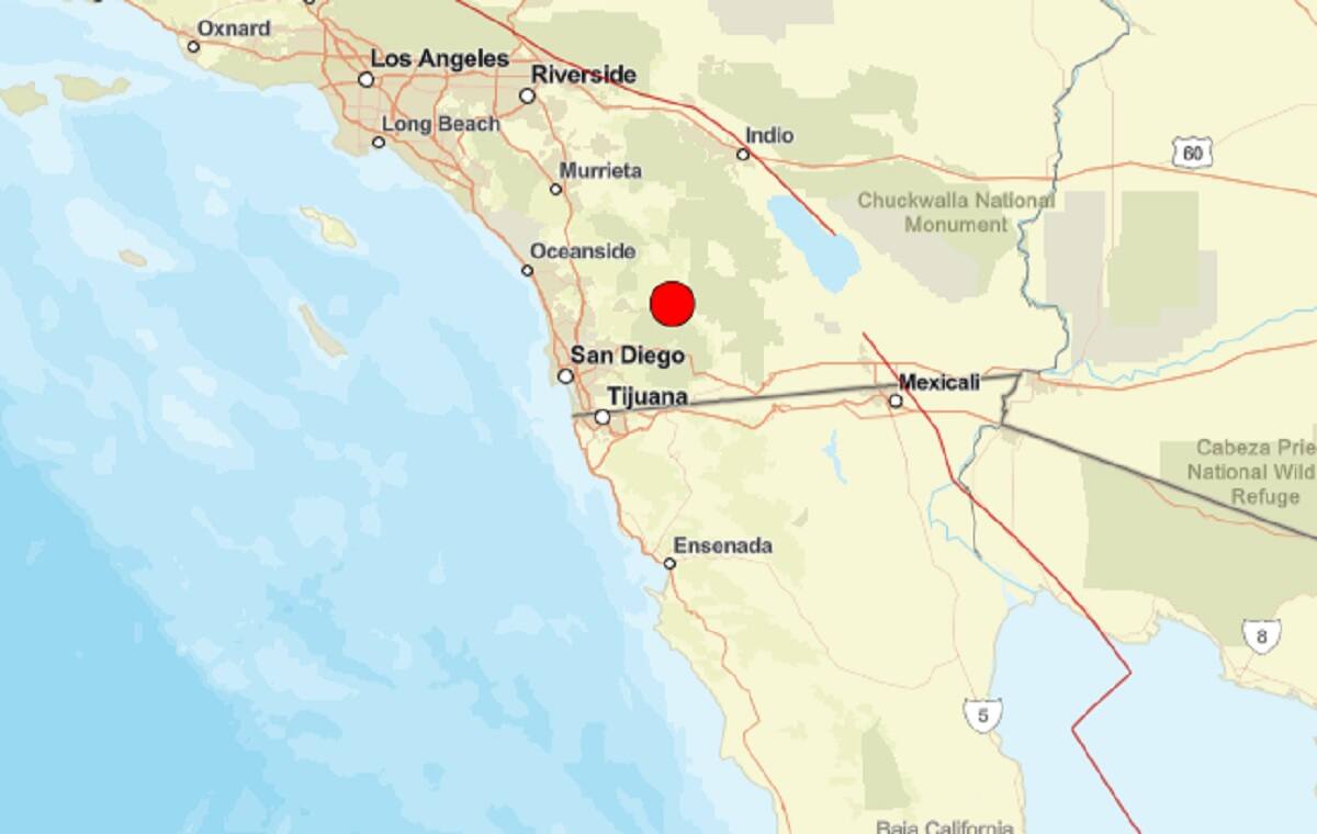 El movimiento tuvo su epicentro cerca de Julian, California. Foto: Cortesía