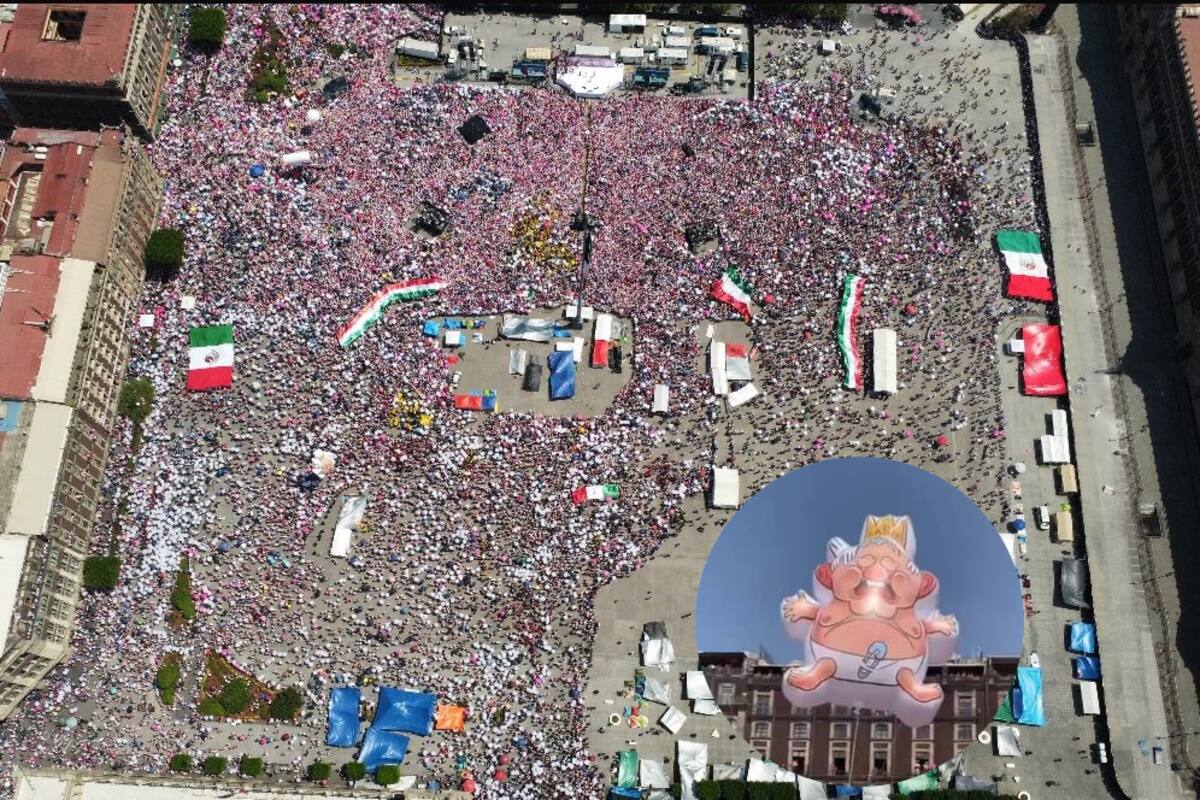Marea Rosa marcha en apoyo a Xóchitl Gálvez y lleva globo en forma de AMLO