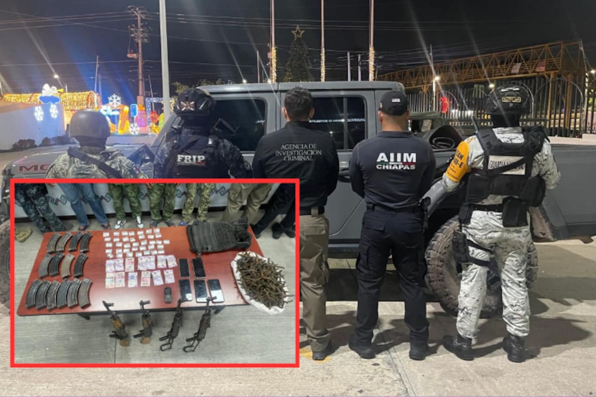Operativo en Chiapas termina con cuatro detenidos: armas largas, cocaína y vínculos con homicidios