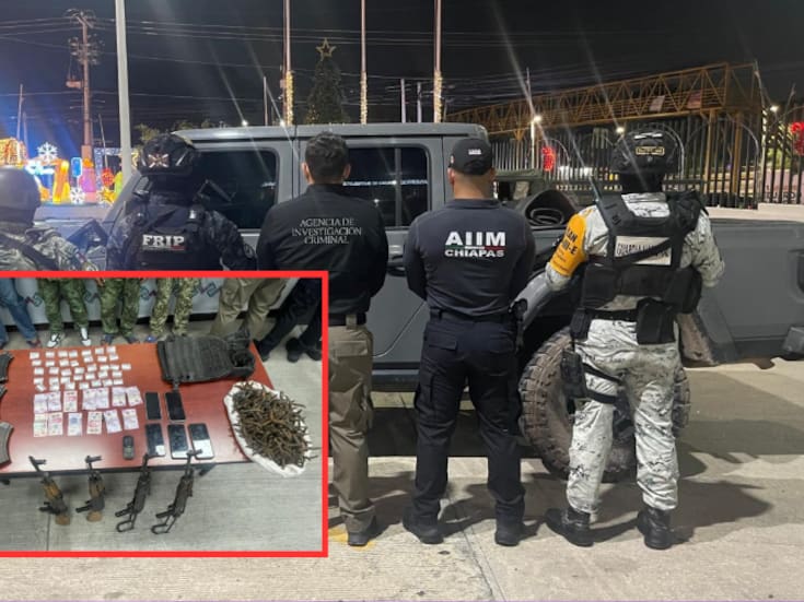 Operativo en Chiapas termina con cuatro detenidos: armas largas, cocaína y vínculos con homicidios
