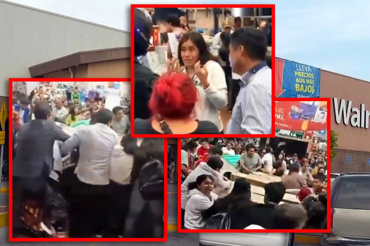 Captan en video a compradores mientras se ‘agarran’ a golpes y empujones por pantallas en oferta en Walmart