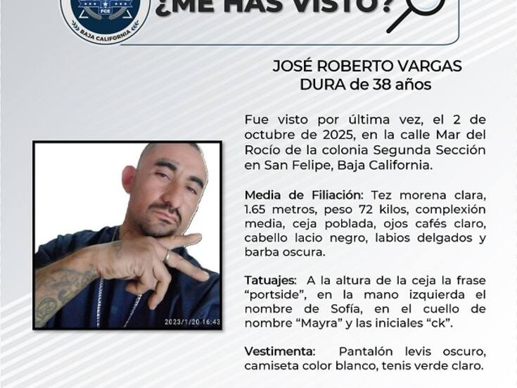 Familiares buscan José Roberto Vargas Dura