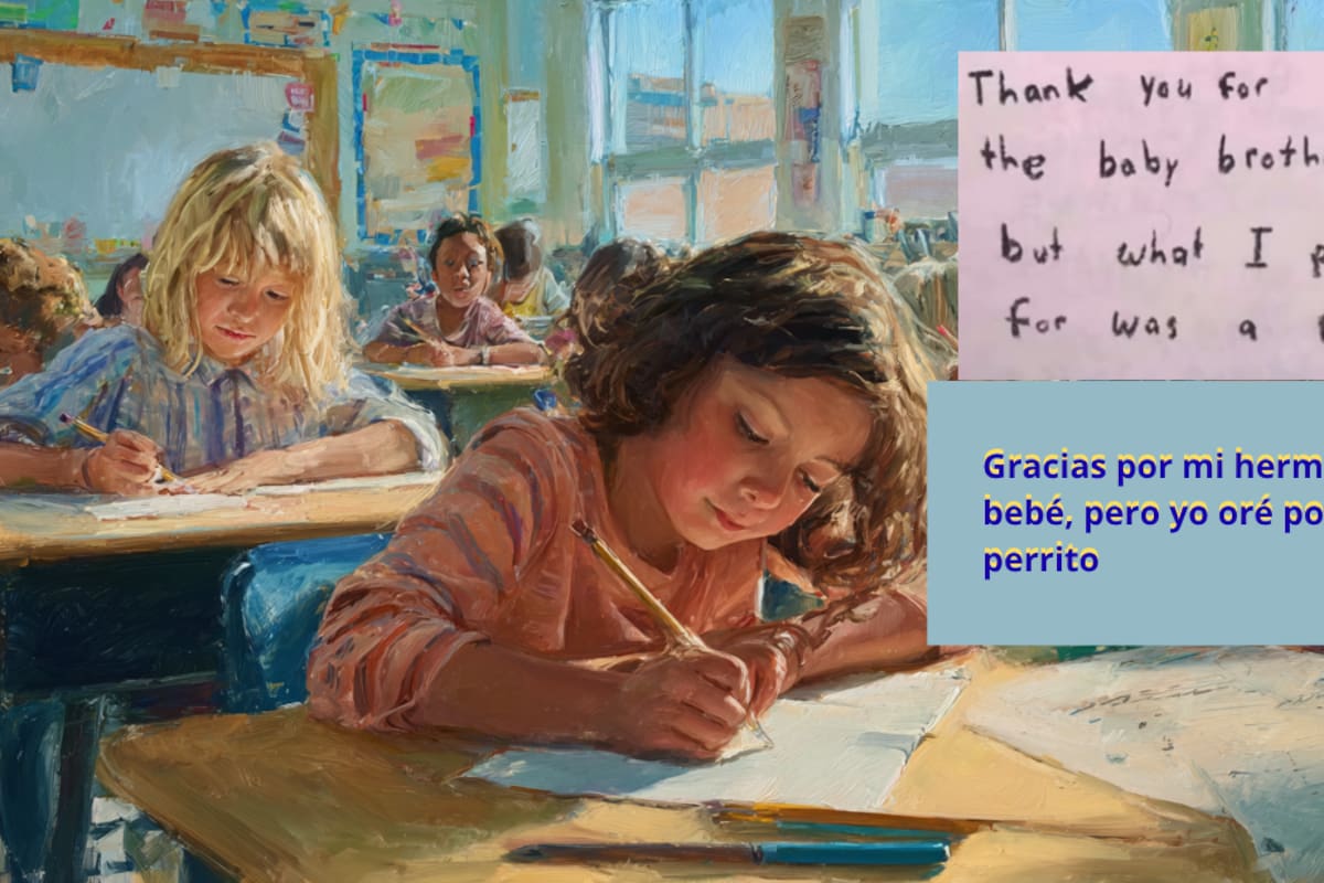 “Si me das una lámpara de Aladdín, prometo darte lo que sea… excepto mi dinero”: una cuenta revive las cartas que una maestra pidió a sus alumnos de primer grado para Dios, y son adorables