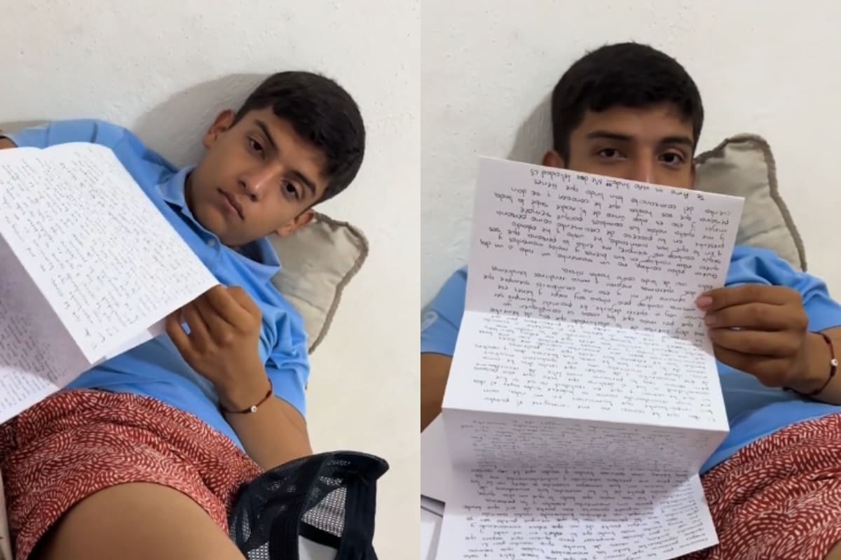 Recibe una extensa carta de amor por parte de su novia y esta fue su reacción al tener que leerla