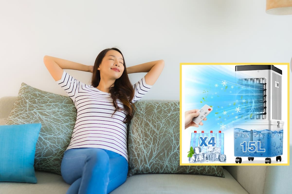 El enfriador de aire de 15 litros que ahorra 95% de luz baja su precio a $1,393 MXN en Mercado Libre, ofreciendo hasta 20 horas de frescura continua con clasificación energética A+++