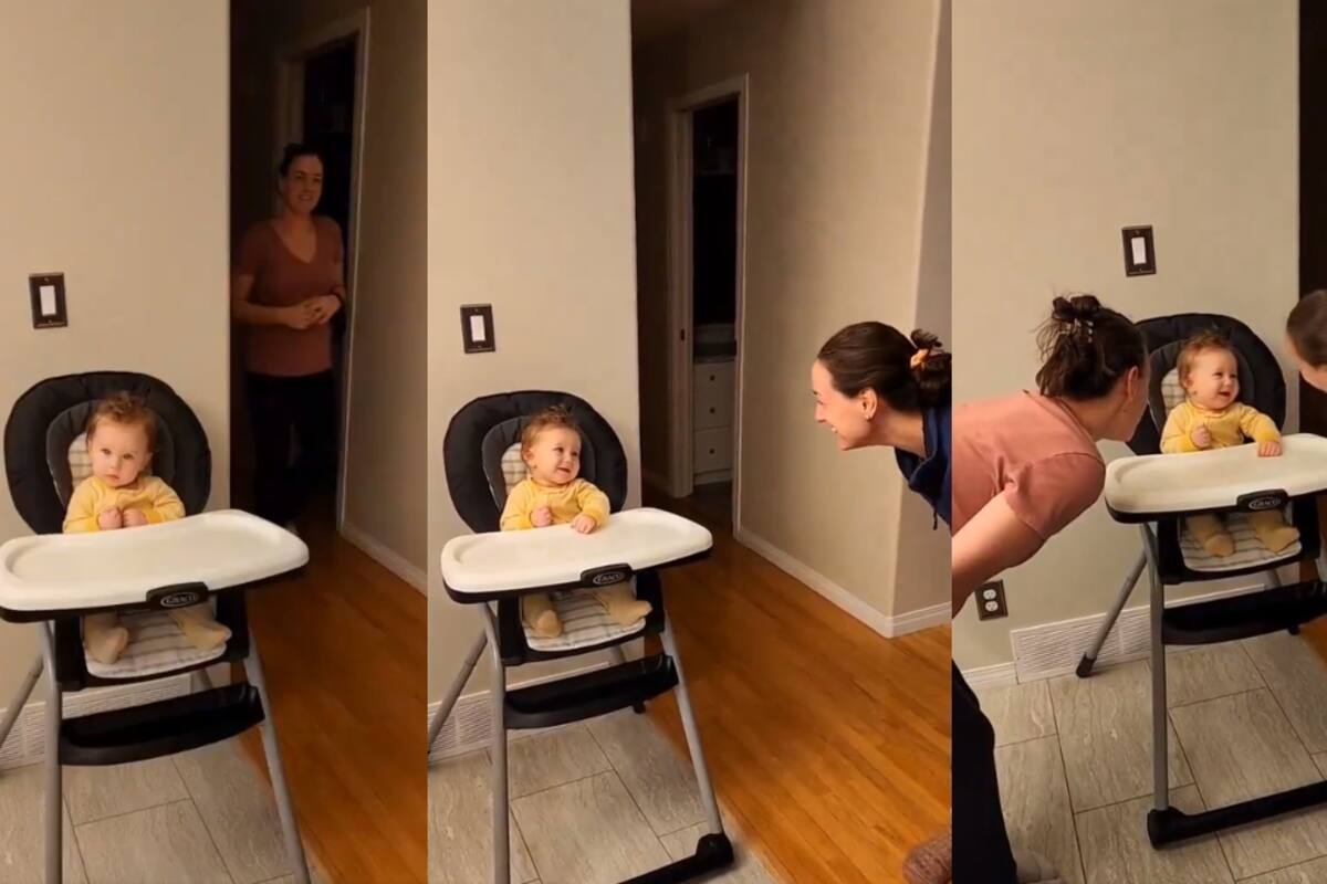 VIDEO: bebé se confunde al ver a la hermana gemela de su mamá