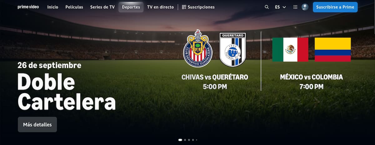 Sección deportiva de Prime Video. (Foto: Captura de pantalla)