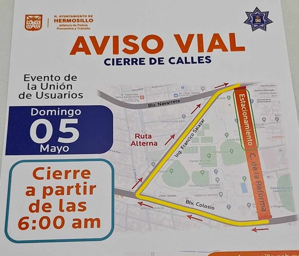 El cierre de la calle será a las 18:00 horas el próximo domingo.