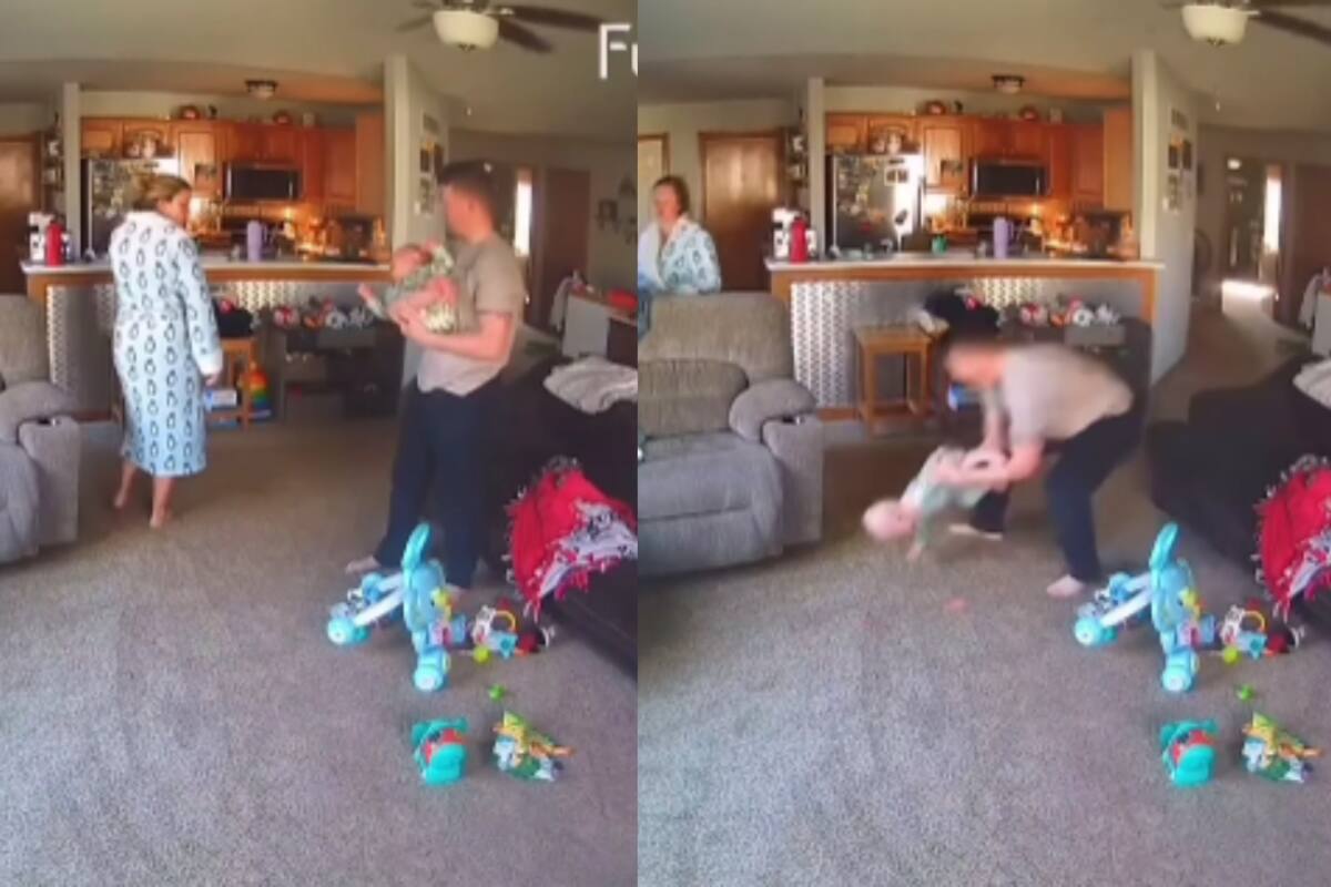 Mujer apenas avisa a su esposo que se va a bañar para que cuide al bebé, pero a él se le resbala y cae al suelo