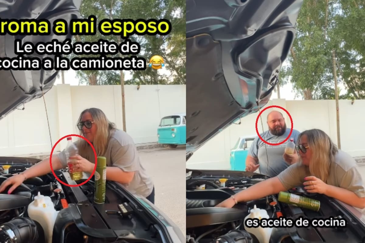 “Ya le partiste la madre”: Mujer le hace una broma a su esposo fingiendo que le echa aceite de cocina al motor en lugar de aceite automotriz