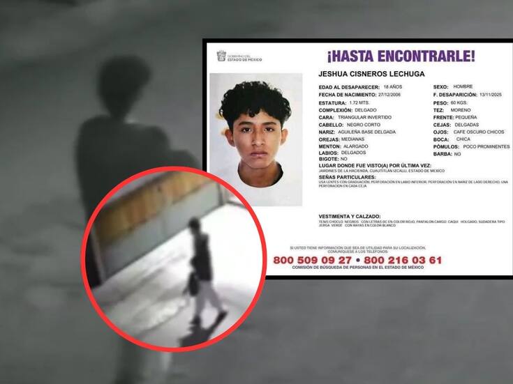 “Los jóvenes no desaparecen...A ellos se los llevan”: Continúa la búsqueda de Jeshua Cisneros, joven de 18 años desaparecido en el Edomex, en canal de aguas negras ante estancamiento de la investigación oficial por falta de imágenes de videovigilancia