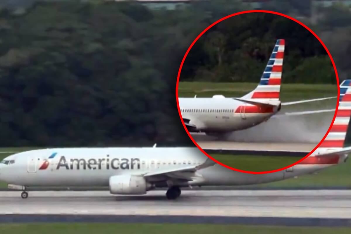 Pilotos evitan tragedia: Explota llanta de avión en pleno despegue (VIDEO)