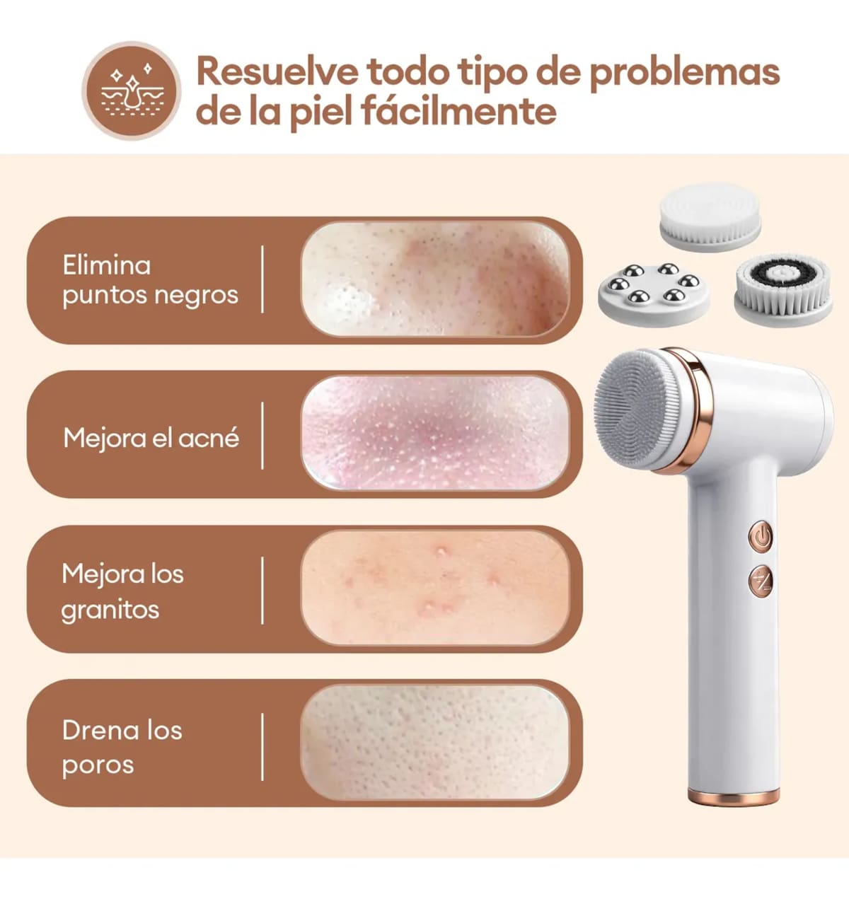 Cepillo facial eléctrico limpiador y exfoliante inalámbrico | Mercado Libre