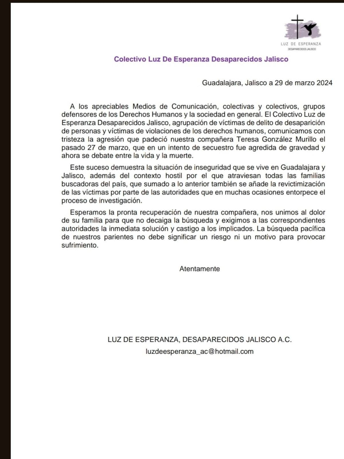 Crédito: Facebook/LuzdeEsperanzaColectivo