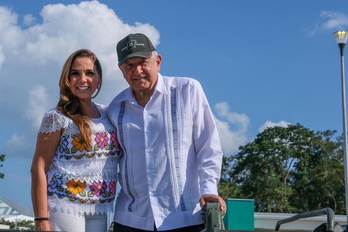 AMLO inspecciona avances en la construcción de los tramos 5, 6 y 7 del Tren Maya junto a Mara Lezama