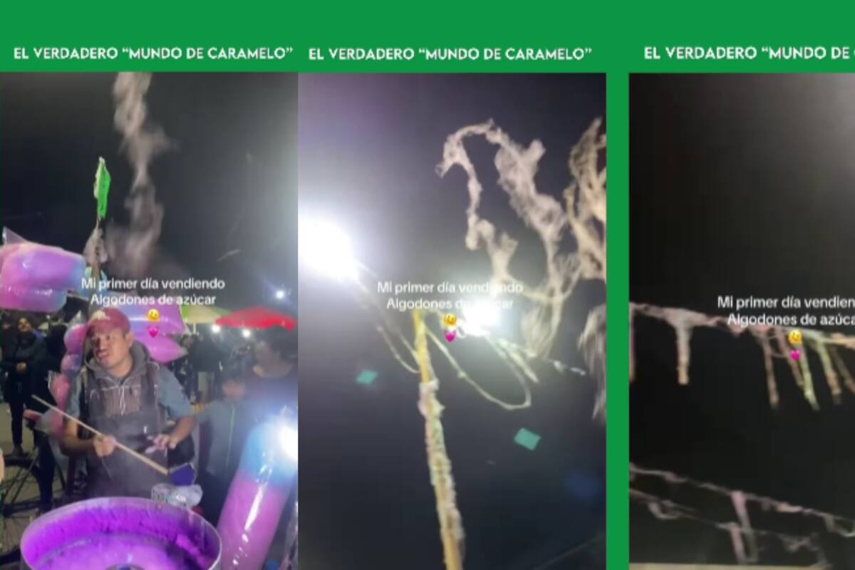 “Mi primera chamba”: Vendedor de algodón de azúcar termina decorando cables y postes por accidente