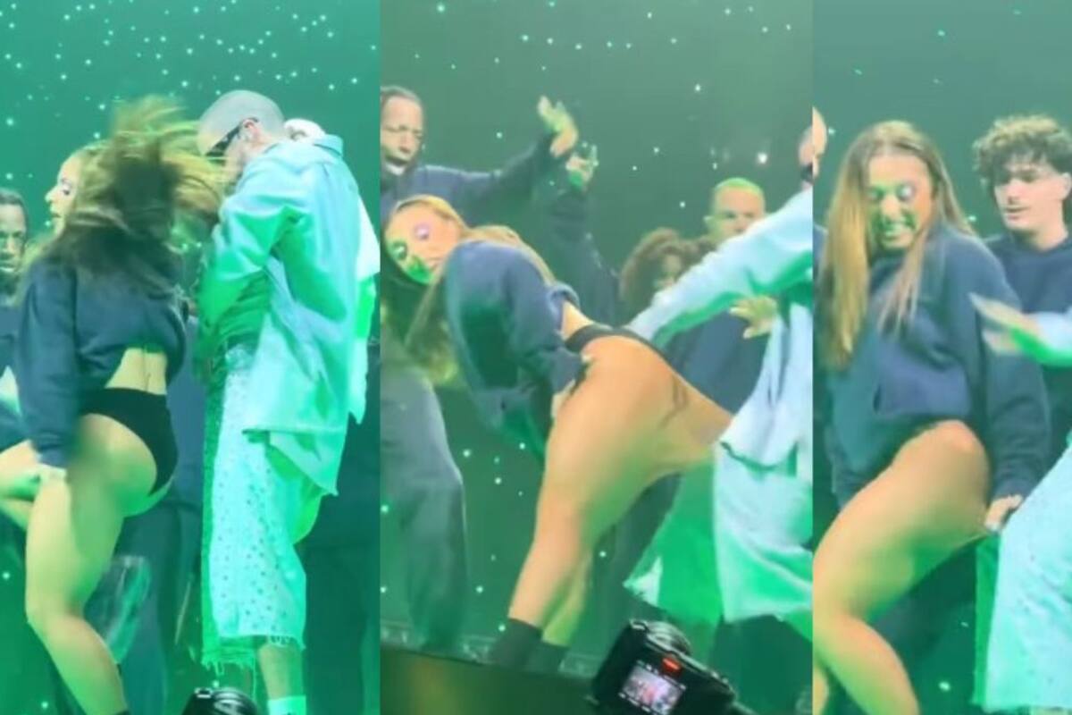 Bad Bunny sufre bochornoso accidente de vestuario junto a bailarina en pleno concierto