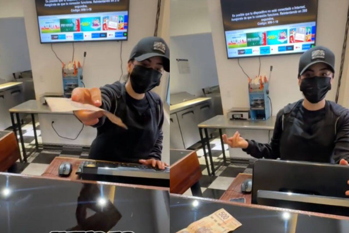 Hombre reclama a una vendedora por no tener cambio y la manda a conseguirlo a la tienda