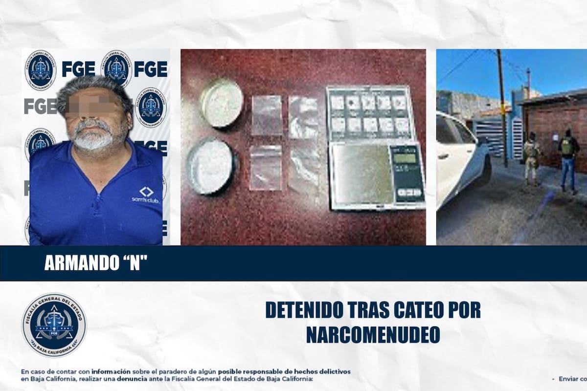 Cae vendedor de droga en cateo en Villanova en Mexicali