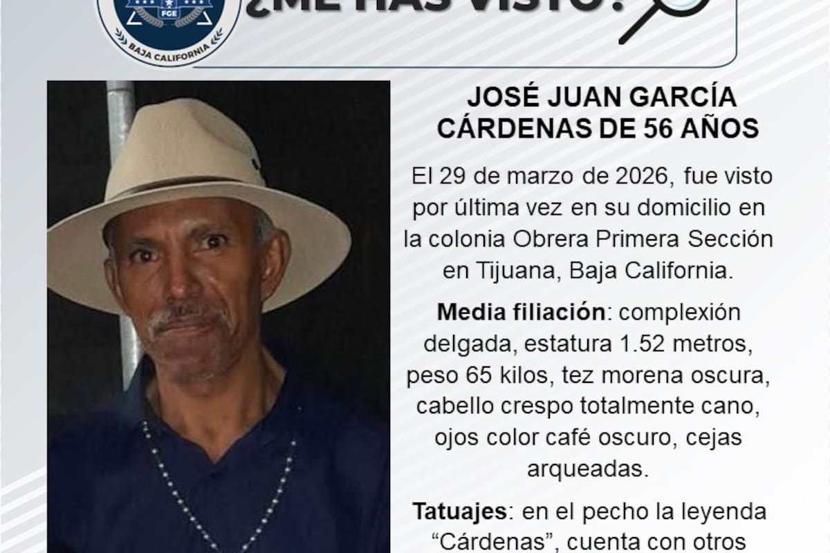 Se busca a José Juan García Cárdenas de 56 años de edad