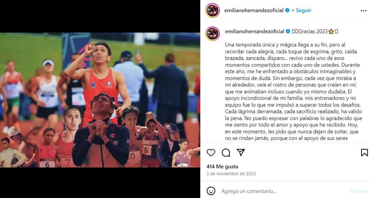 Emiliano Hernández es hermano de Ismael, el primer pentatleta mexicano en ganar una medalla olímpica.