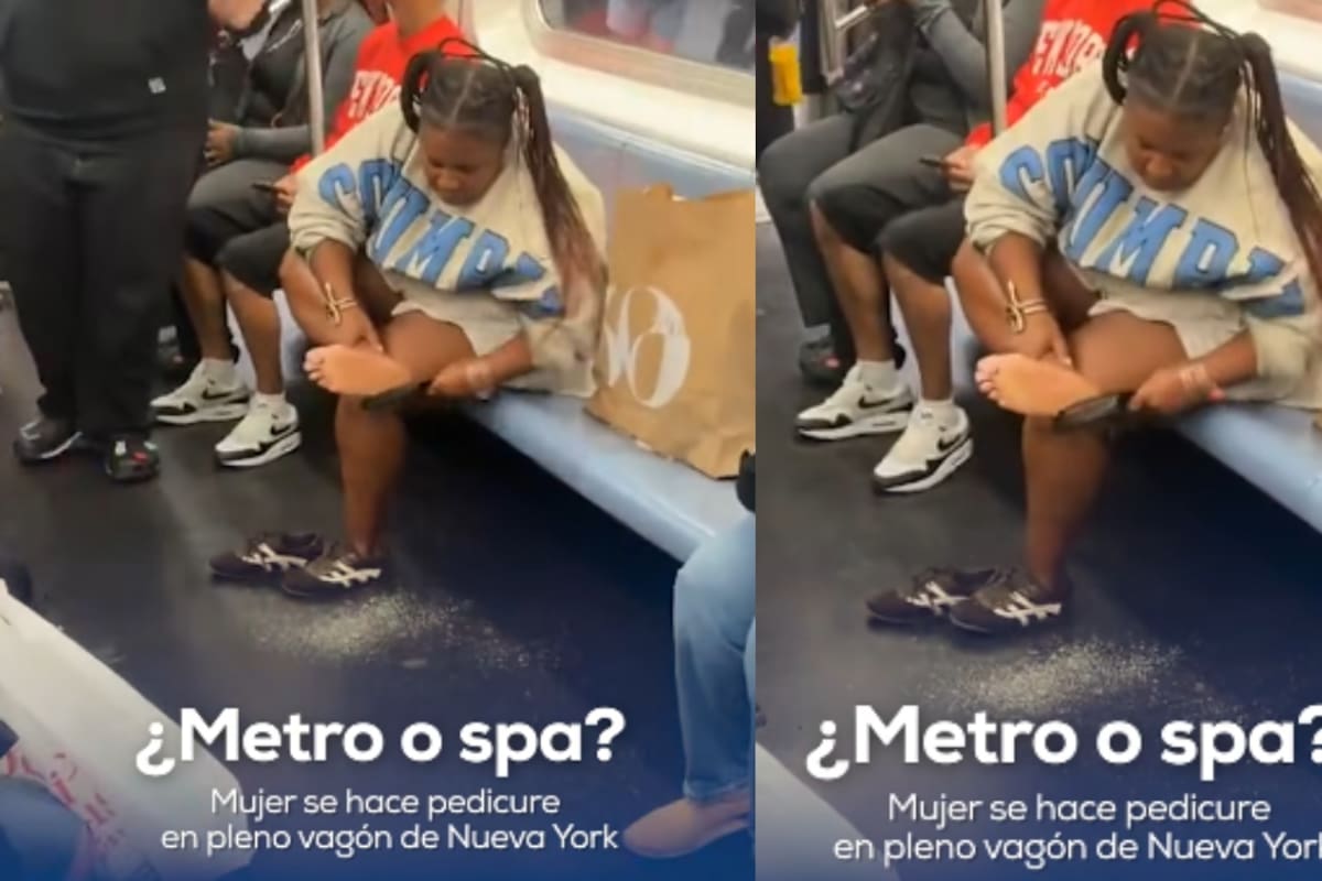 Mujer es captada haciéndose pedicure en el metro de Nueva York y se vuelve viral