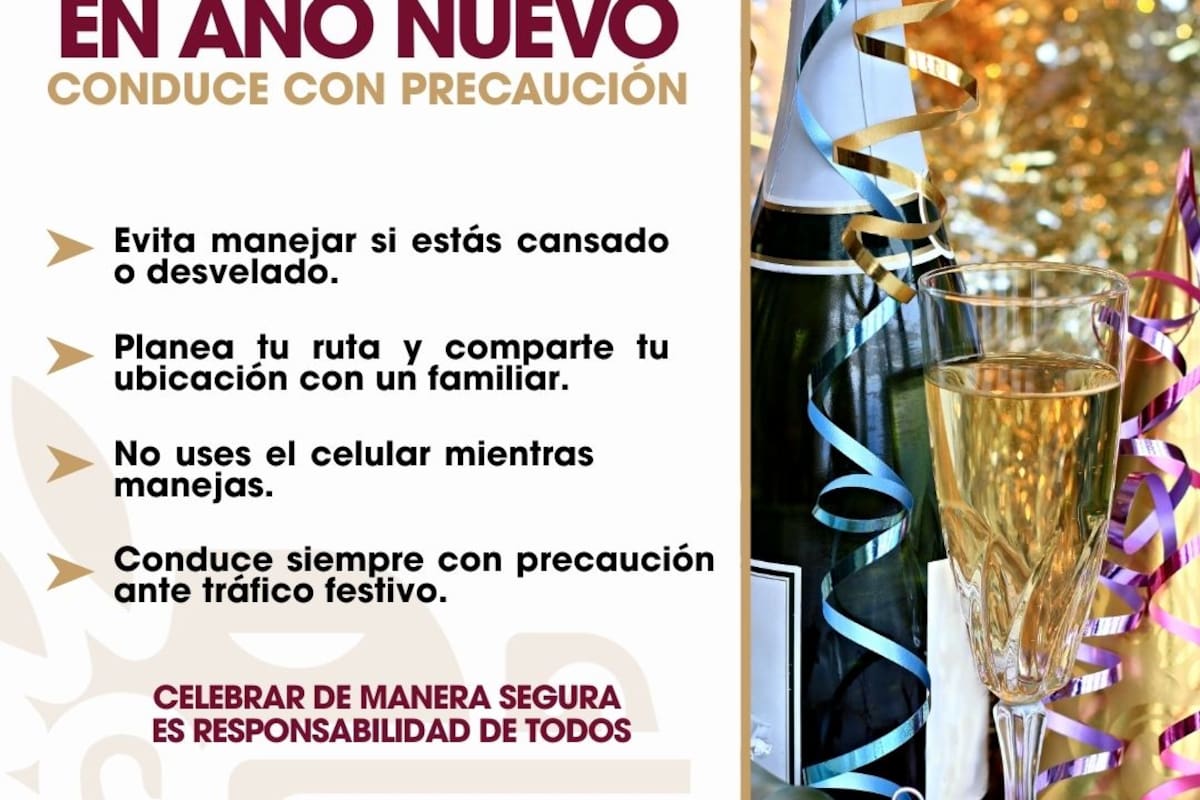 Implementarán acciones especiales de seguridad vial durante Año Nuevo