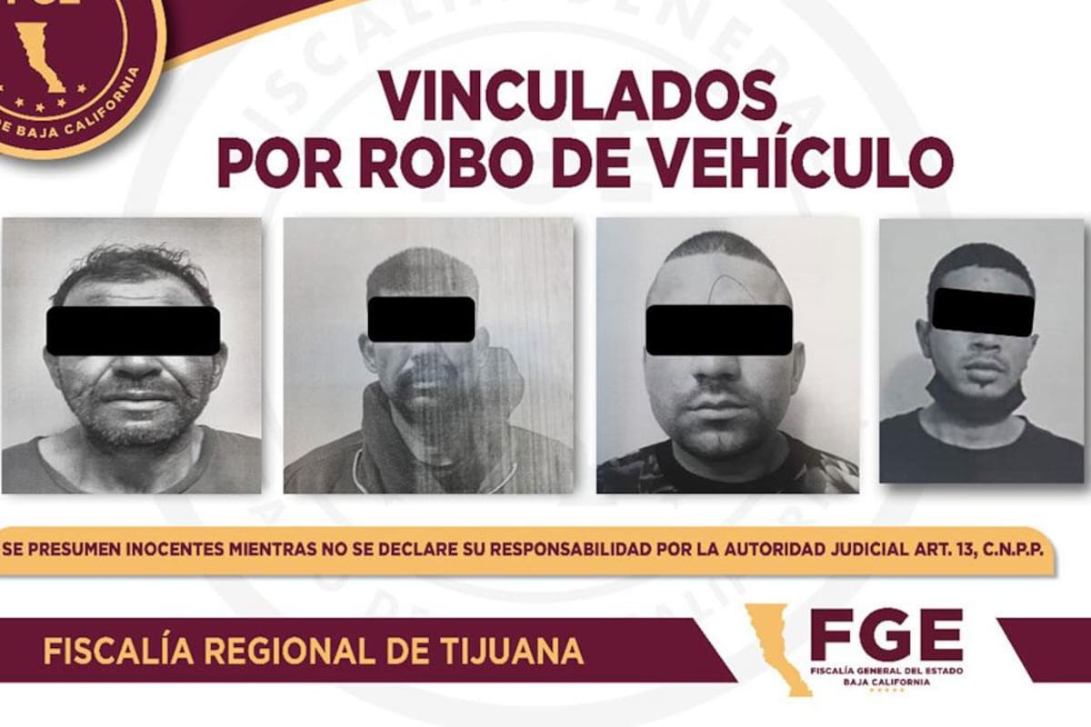 Prisión preventiva para cuatro vinculados por robo de vehículo en Tijuana
