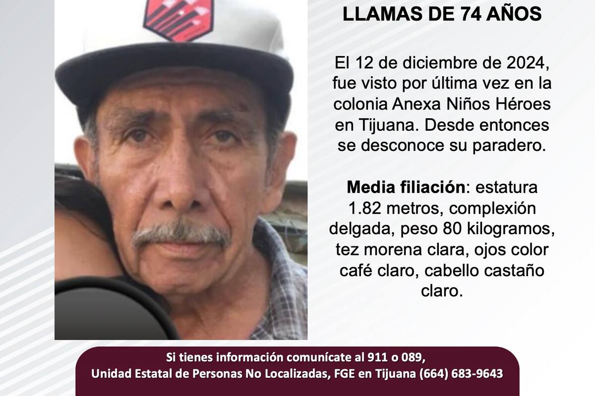 Se busca a José Contreras Llamas de 74 años de edad