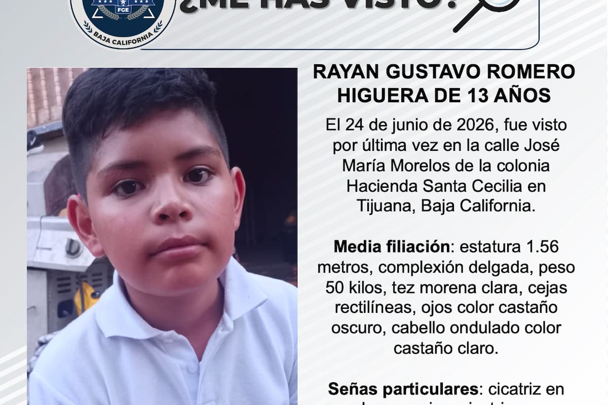 Se busca Rayan Gustavo Romero Higuera de 13 años