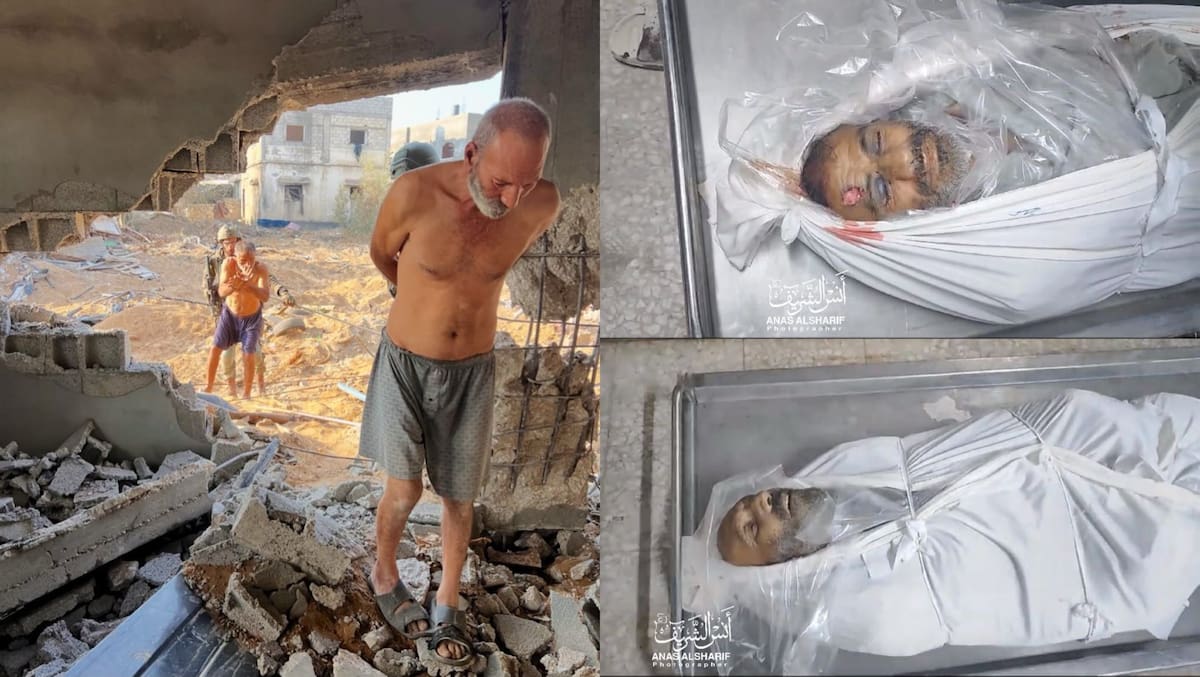 El periodista Younis Tirawi difundió fotografías de Nadi Marouf y Ali Marouf, identificados como las víctimas del caso denunciado. Foto: Anas Al Sharif